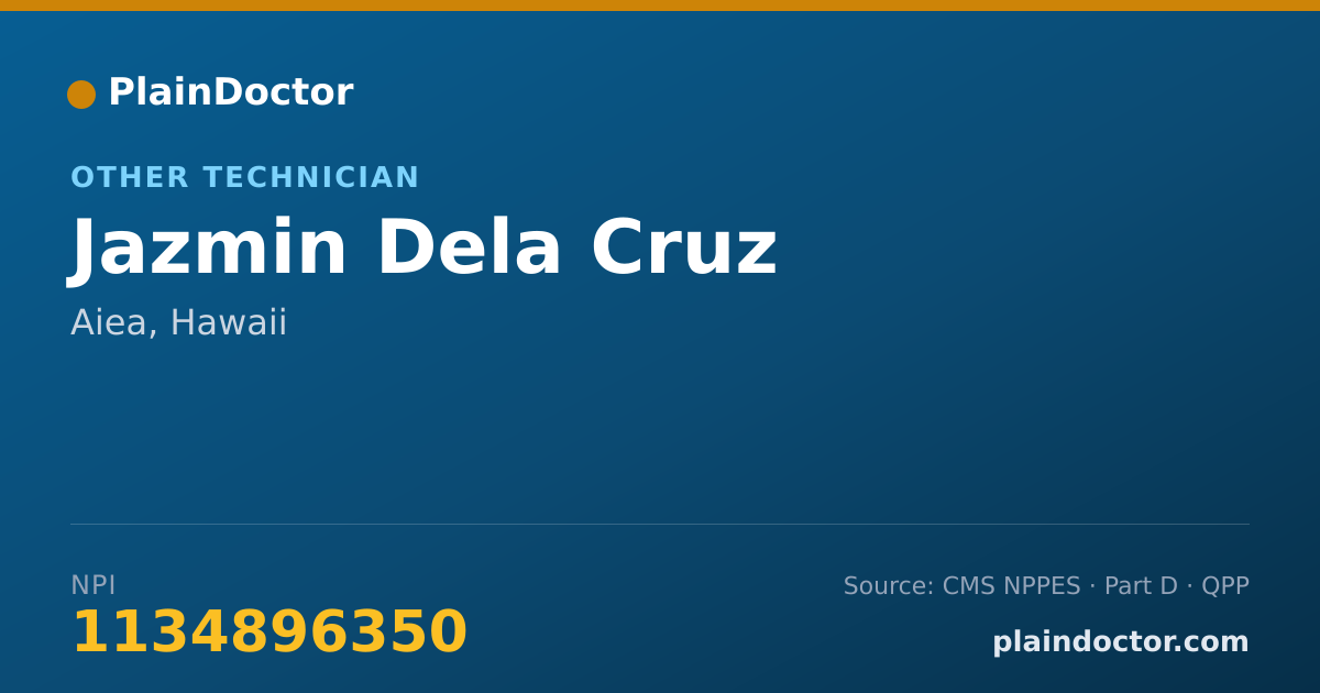 Shareable card for Jazmin Dela Cruz - Other Technician, Aiea, HI