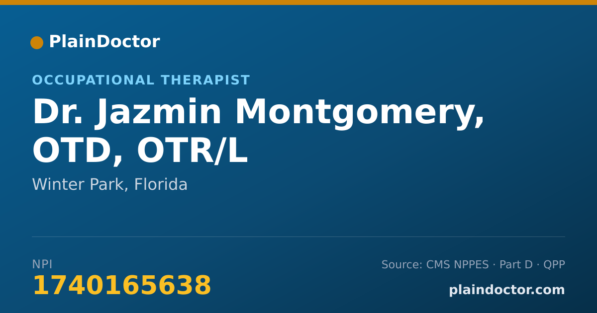 Shareable card for Jazmin Montgomery, OTD, OTR/L - Occupational Therapist, Winter Park, FL