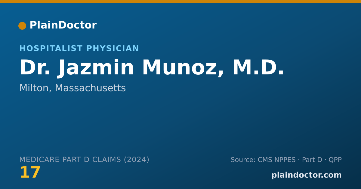 Shareable card for Jazmin Munoz, M.D. - Hospitalist Physician, Milton, MA