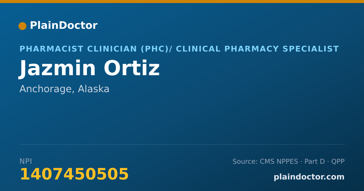 Shareable card for Jazmin Ortiz - Pharmacist, Anchorage, AK