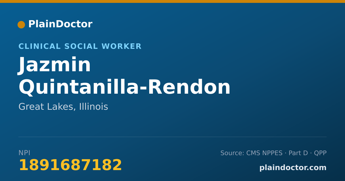 Shareable card for Jazmin Quintanilla-Rendon - Clinical Social Worker, Great Lakes, IL