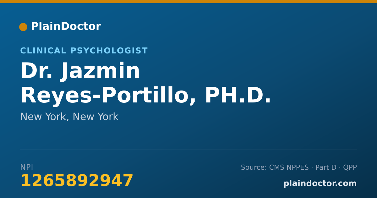 Shareable card for Jazmin Reyes-Portillo, PH.D. - Clinical Psychologist, New York, NY