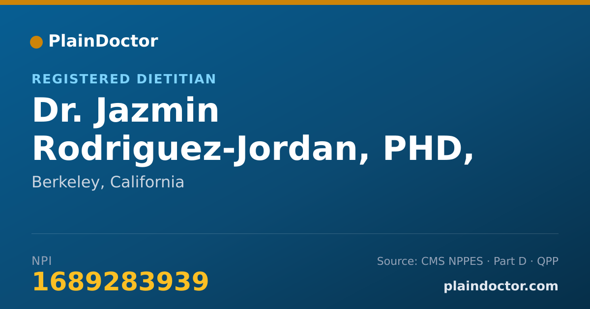 Shareable card for Jazmin Rodriguez-Jordan, PHD, RD - Registered Dietitian, Berkeley, CA