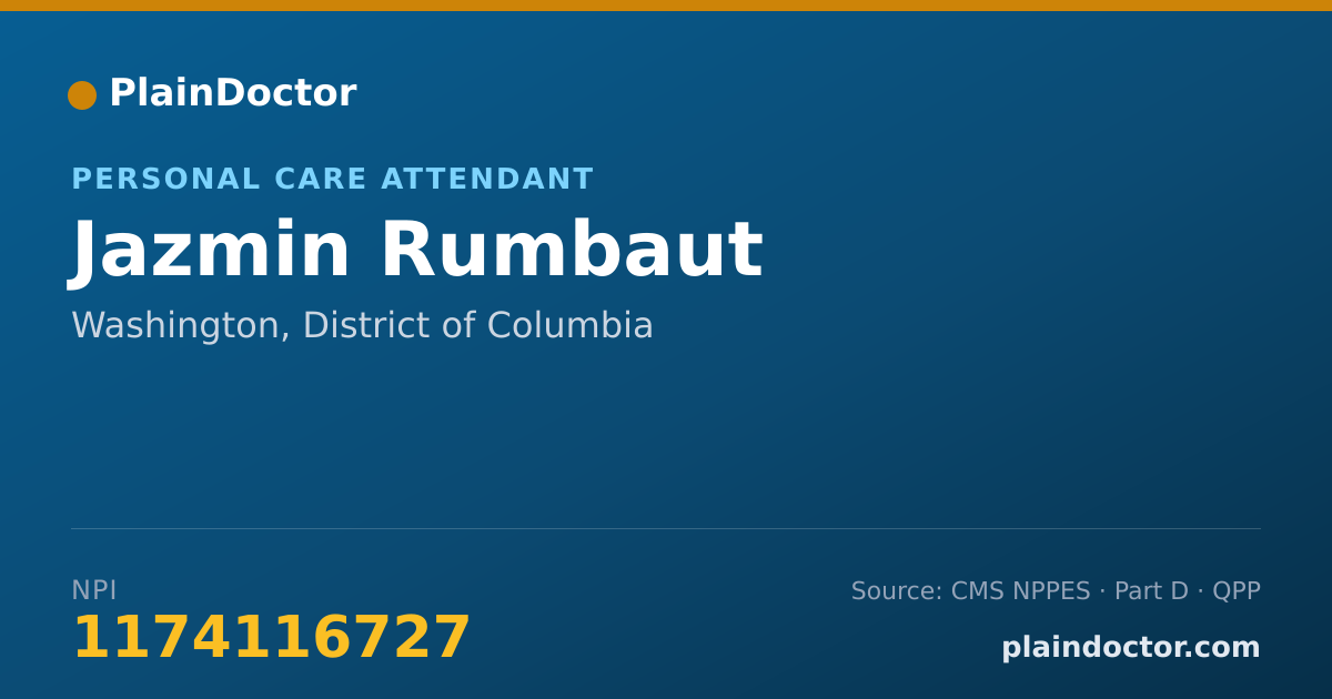 Shareable card for Jazmin Rumbaut - Personal Care Attendant, Washington, DC