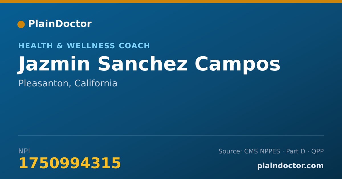 Shareable card for Jazmin Sanchez Campos - Health & Wellness Coach, Pleasanton, CA