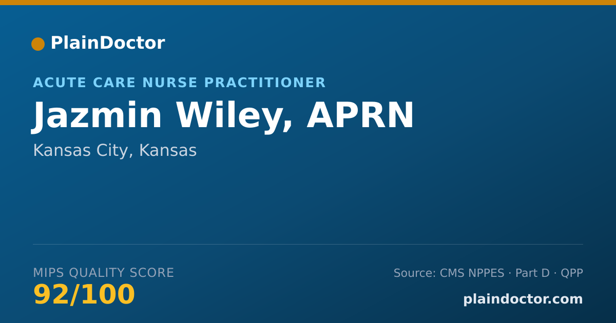 Shareable card for Jazmin Wiley, APRN - Acute Care Nurse Practitioner, Kansas City, KS