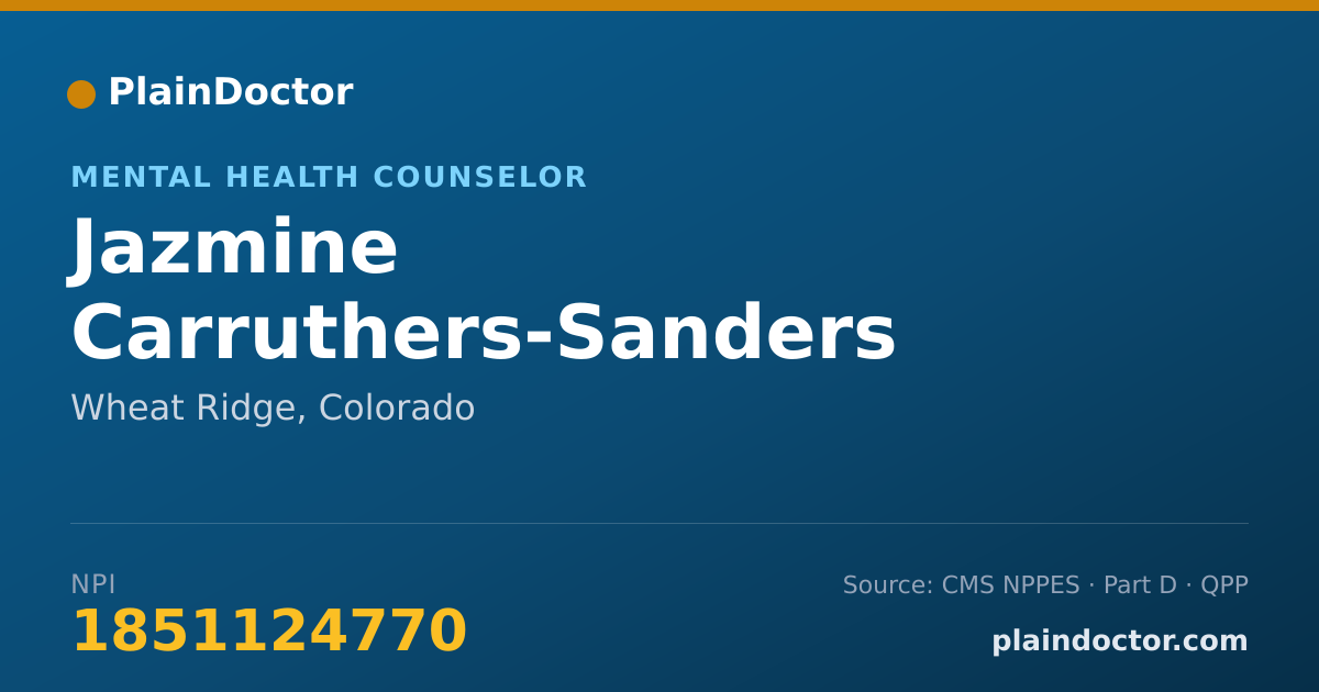Shareable card for Jazmine Carruthers-Sanders - Mental Health Counselor, Wheat Ridge, CO