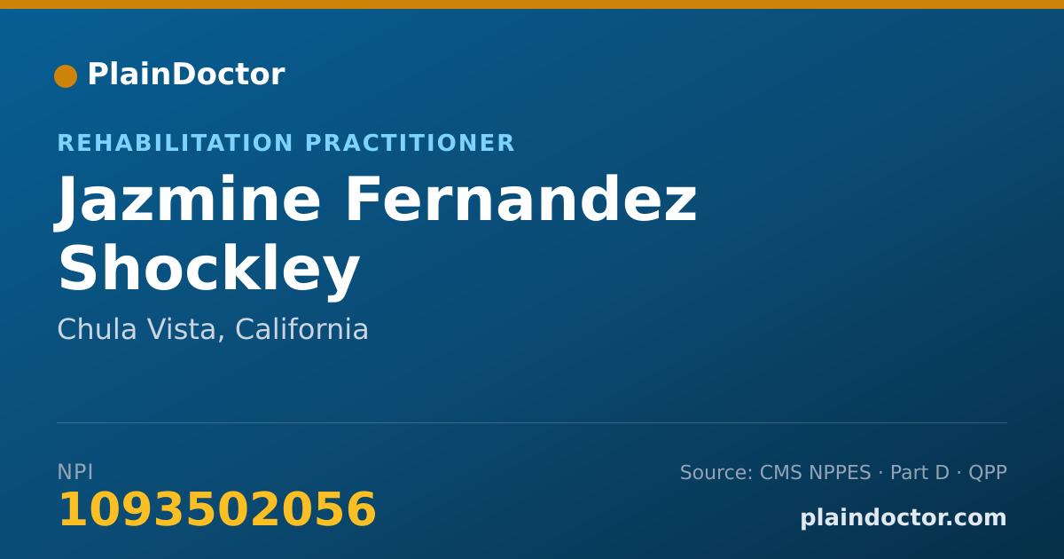 Shareable card for Jazmine Fernandez Shockley - Rehabilitation Practitioner, Chula Vista, CA