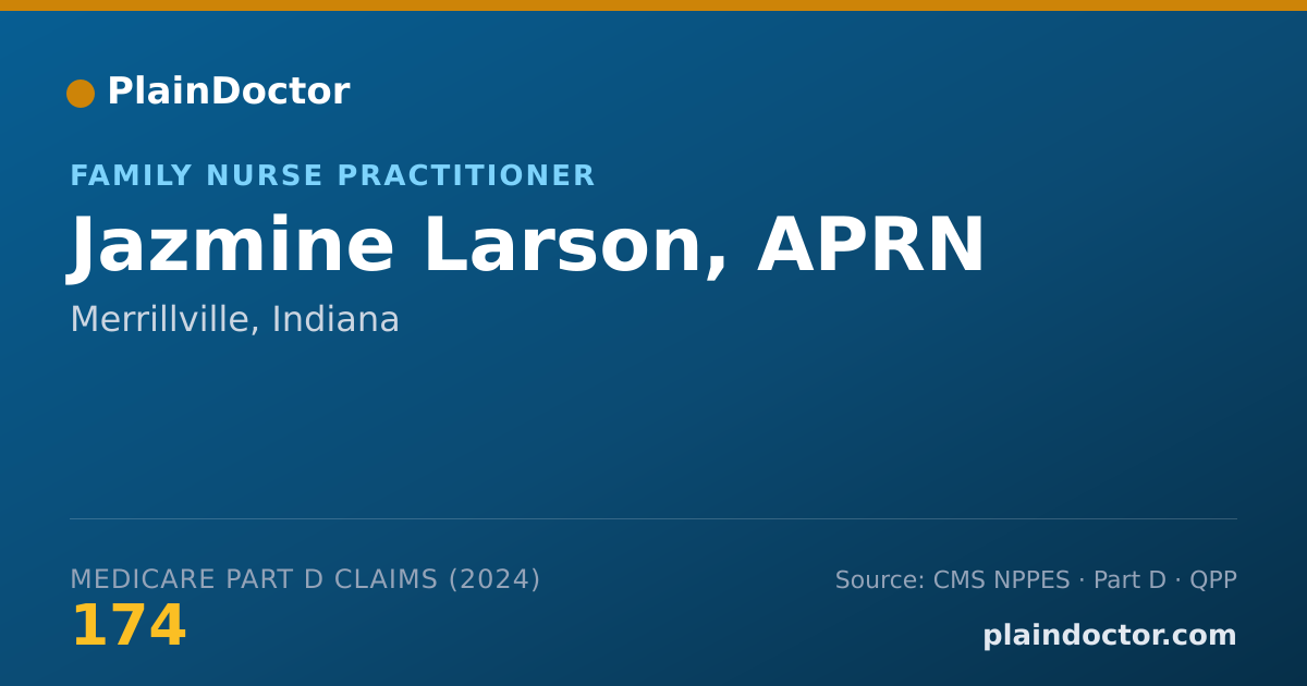 Shareable card for Jazmine Larson, APRN - Family Nurse Practitioner, Merrillville, IN