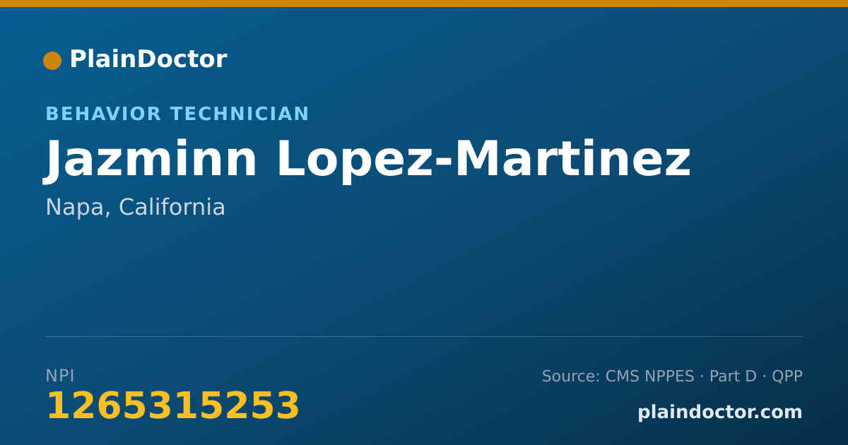 Shareable card for Jazminn Lopez-Martinez - Behavior Technician, Napa, CA