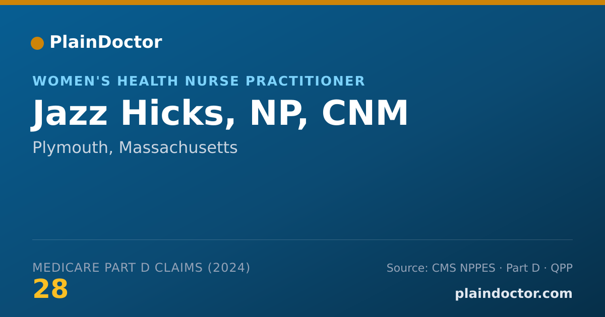 Shareable card for Jazz Hicks, NP, CNM - Women's Health Nurse Practitioner, Plymouth, MA