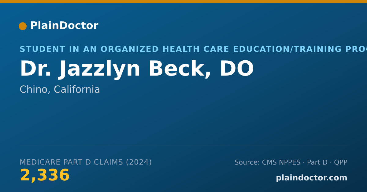 Shareable card for Jazzlyn Beck, DO - Student in an Organized Health Care Education/Training Program, Chino, CA