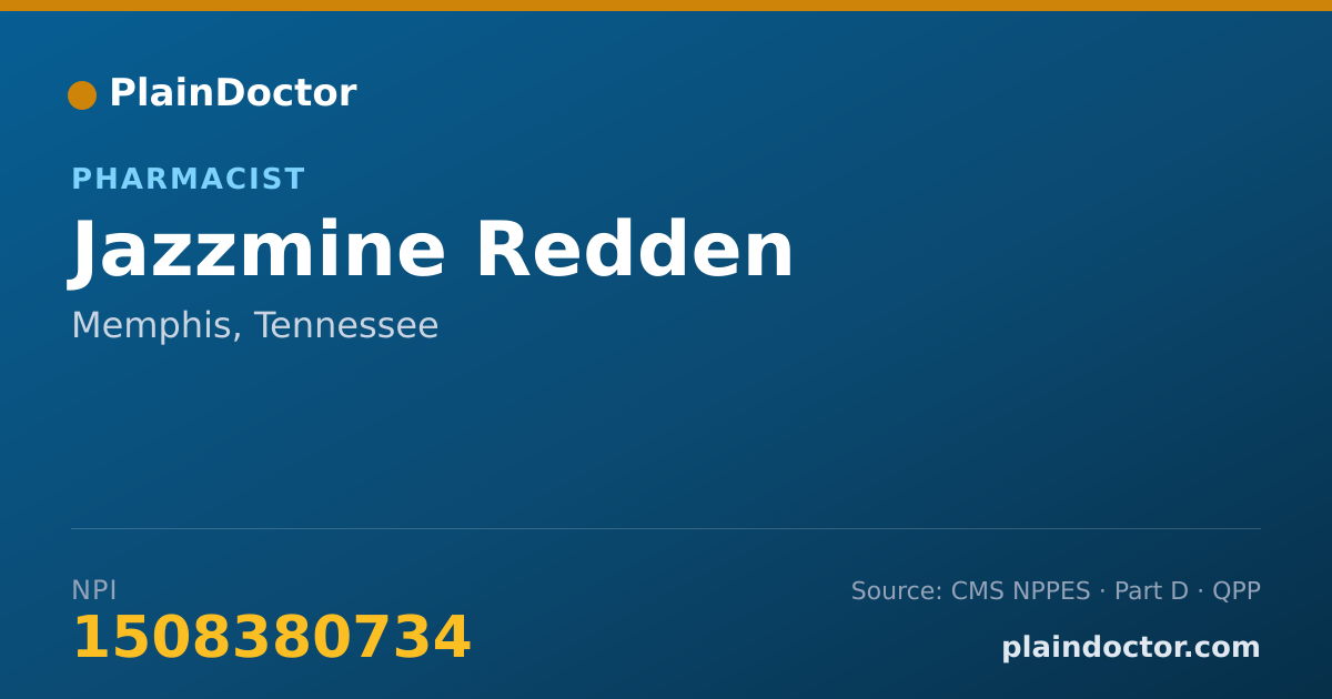 Shareable card for Jazzmine Redden - Pharmacist, Memphis, TN