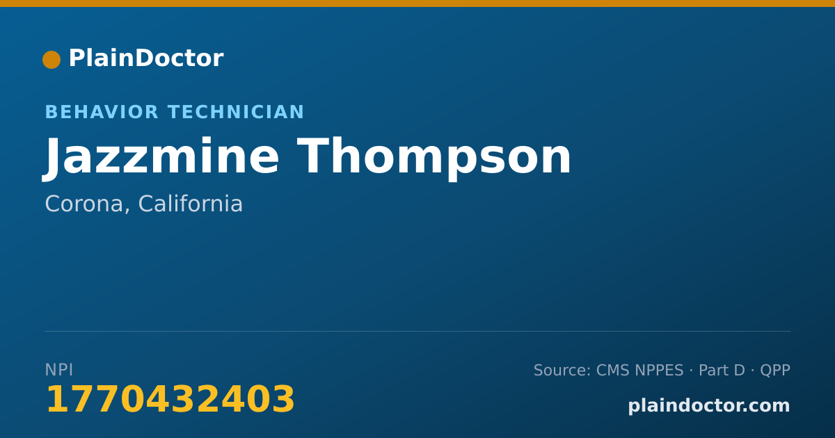 Shareable card for Jazzmine Thompson - Behavior Technician, Corona, CA