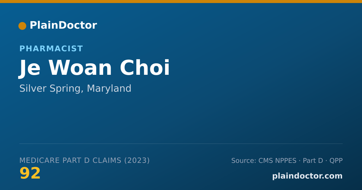 Shareable card for Je Woan Choi - Pharmacist, Silver Spring, MD