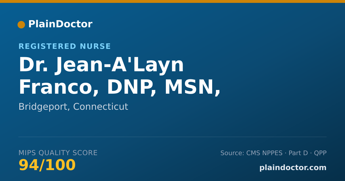 Shareable card for Jean-A'Layn Franco, DNP, MSN, FNP-BC - Registered Nurse, Bridgeport, CT