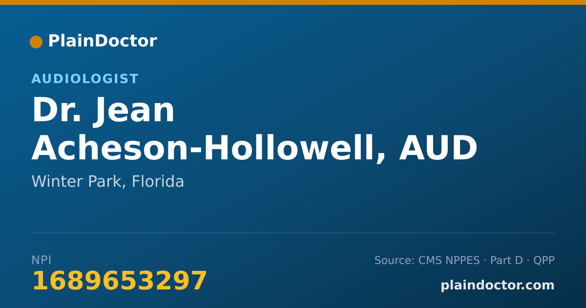 Shareable card for Jean Acheson-Hollowell, AUD - Audiologist, Winter Park, FL