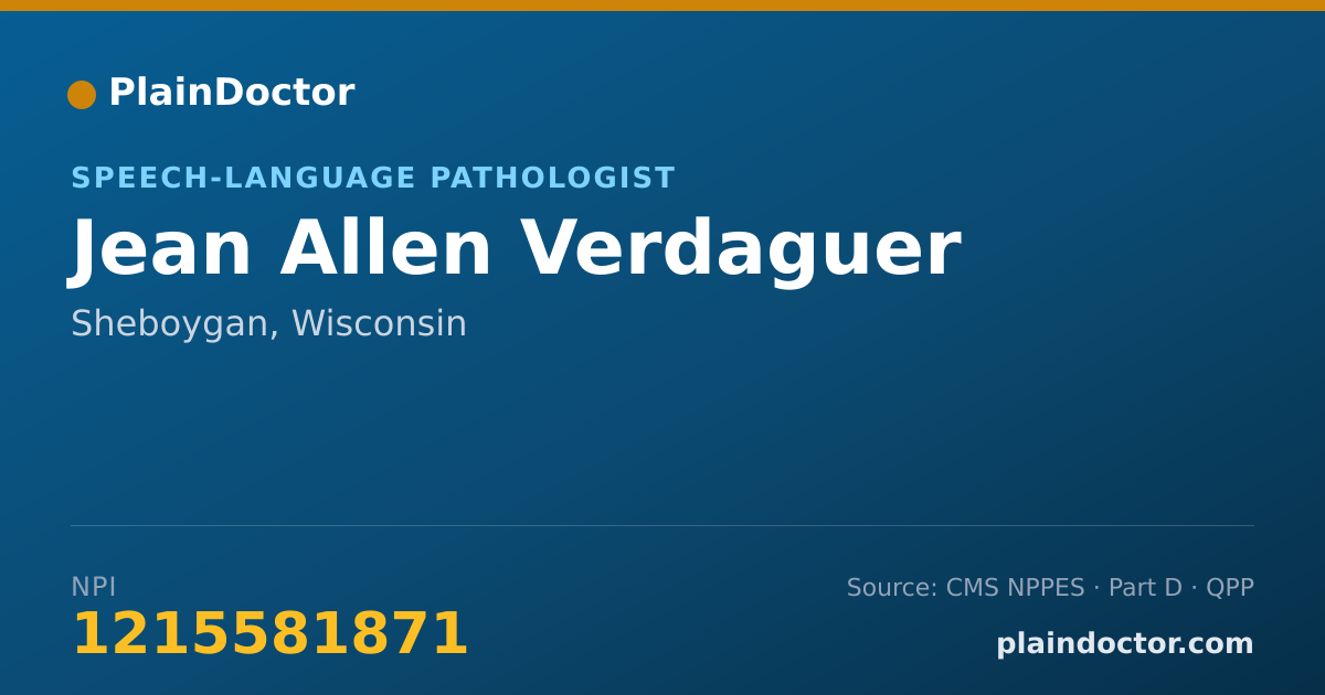 Shareable card for Jean Allen Verdaguer - Speech-Language Pathologist, Sheboygan, WI