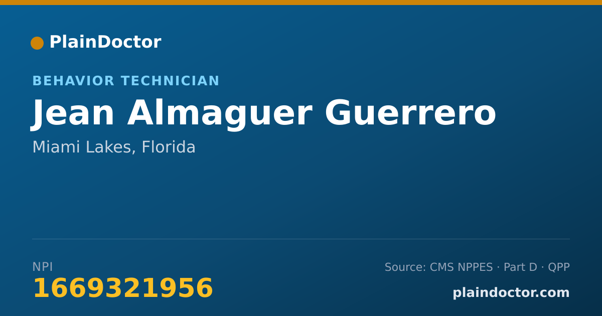 Shareable card for Jean Almaguer Guerrero - Behavior Technician, Miami Lakes, FL