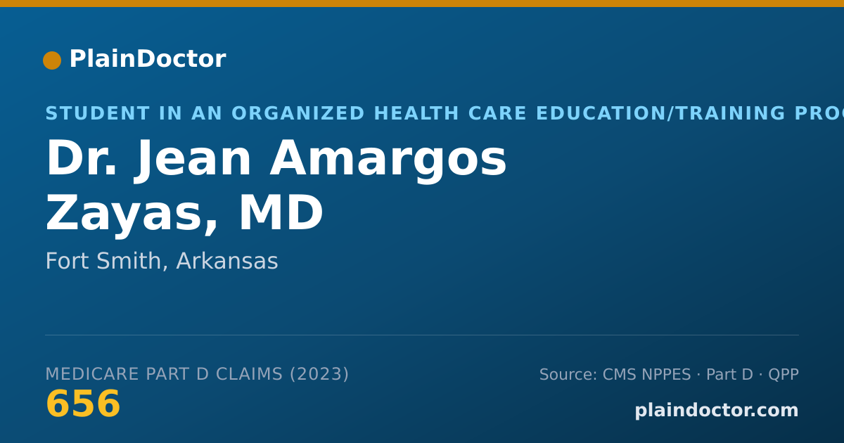 Shareable card for Jean Amargos Zayas, MD - Student in an Organized Health Care Education/Training Program, Fort Smith, AR