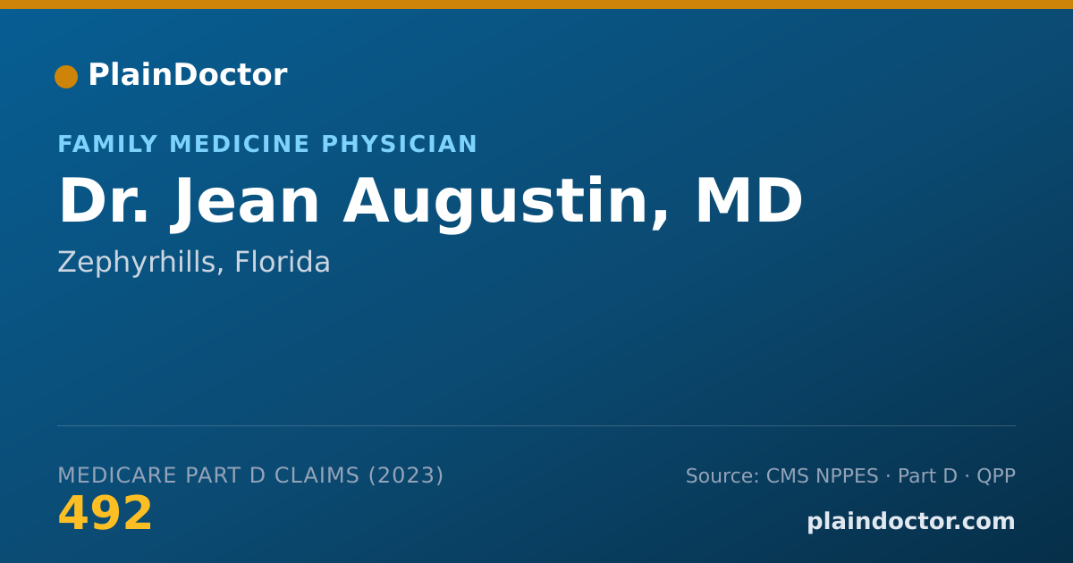 Shareable card for Jean Augustin, MD - Family Medicine Physician, Zephyrhills, FL