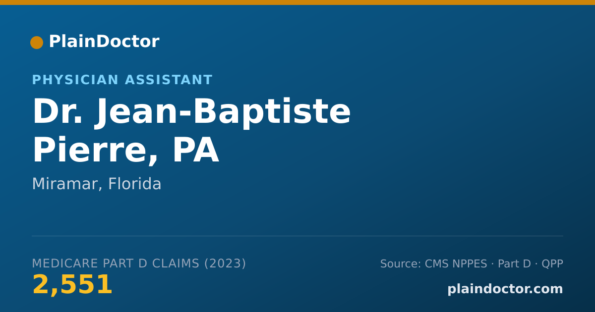 Shareable card for Jean-Baptiste Pierre, PA - Physician Assistant, Miramar, FL