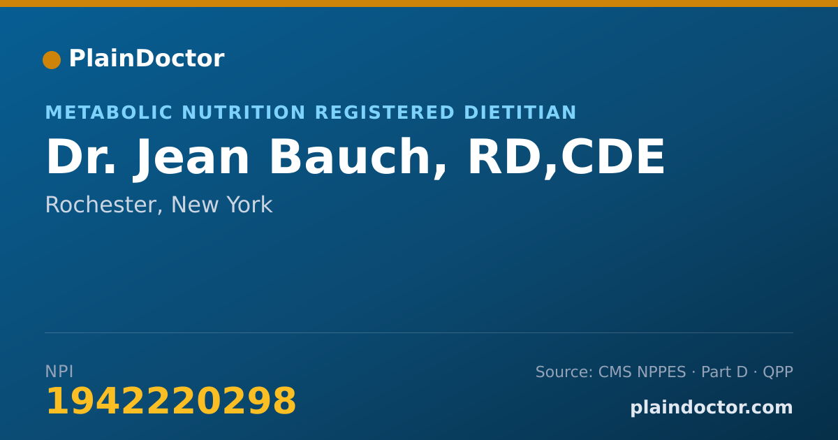 Shareable card for Jean Bauch, RD,CDE - Metabolic Nutrition Registered Dietitian, Rochester, NY