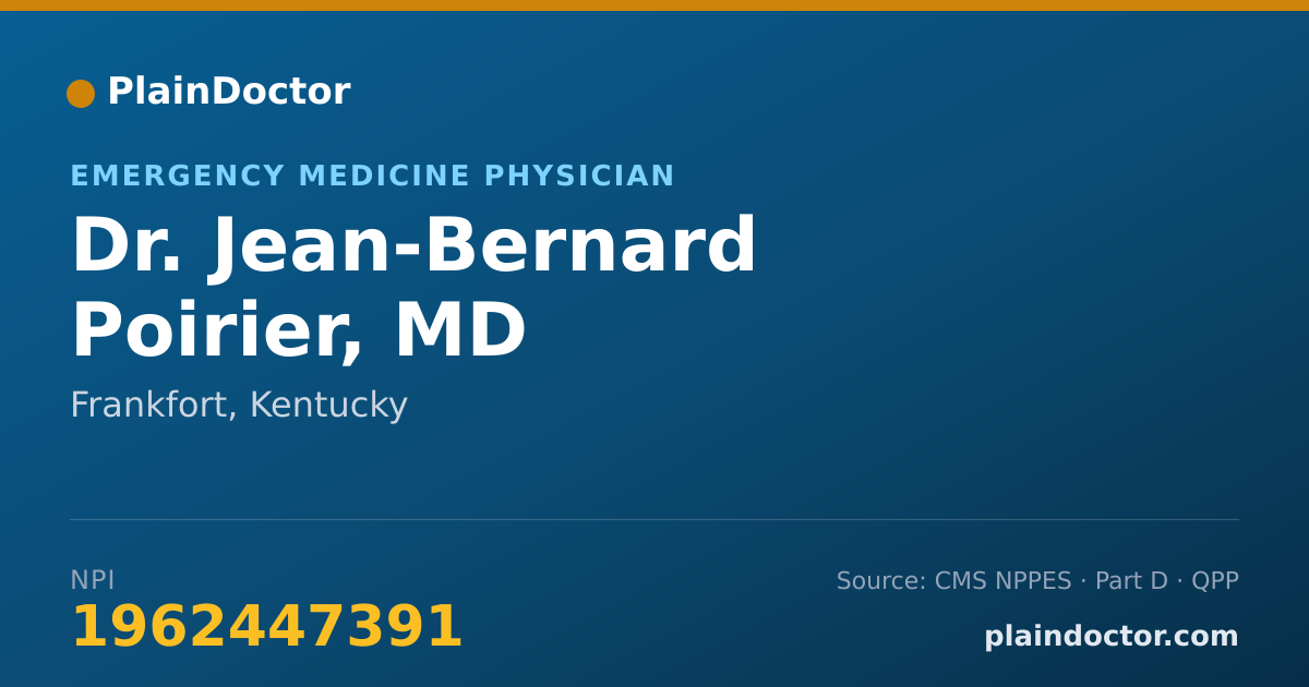 Shareable card for Jean-Bernard Poirier, MD - Emergency Medicine Physician, Frankfort, KY