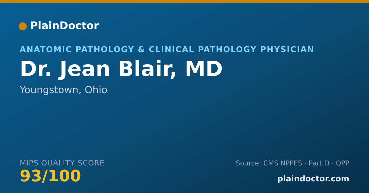 Shareable card for Jean Blair, MD - Anatomic Pathology & Clinical Pathology Physician, Youngstown, OH