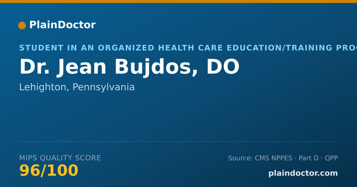 Shareable card for Jean Bujdos, DO - Student in an Organized Health Care Education/Training Program, Lehighton, PA