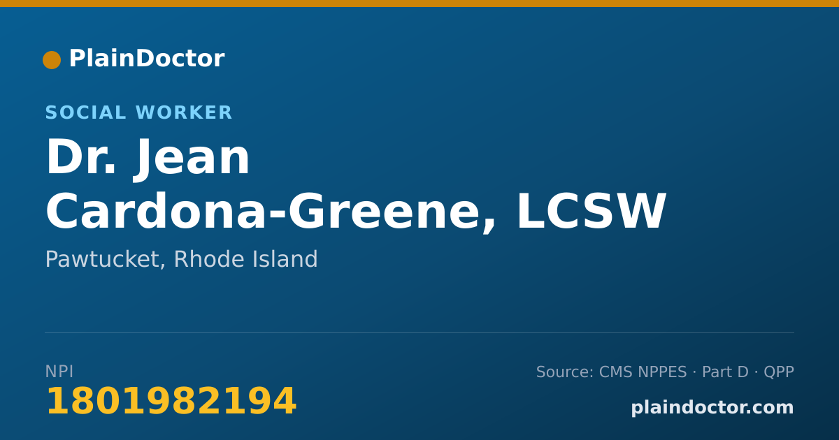 Shareable card for Jean Cardona-Greene, LCSW - Social Worker, Pawtucket, RI