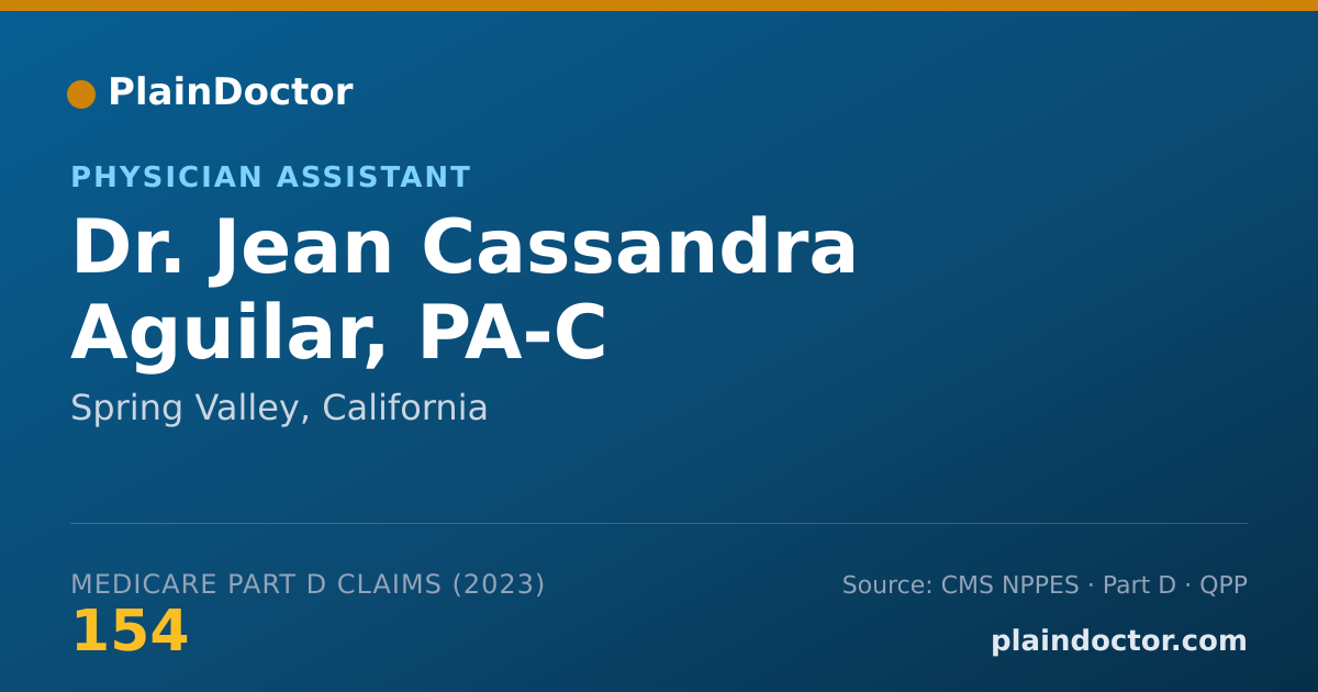 Shareable card for Jean Cassandra Aguilar, PA-C - Physician Assistant, Spring Valley, CA