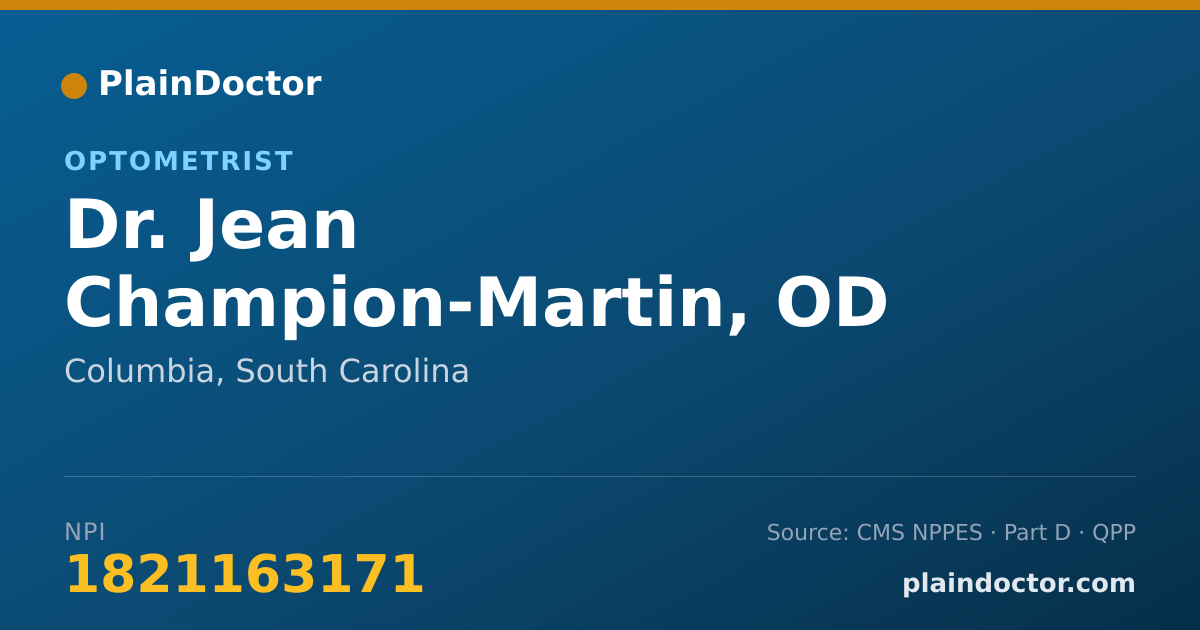 Shareable card for Jean Champion-Martin, OD - Optometrist, Columbia, SC