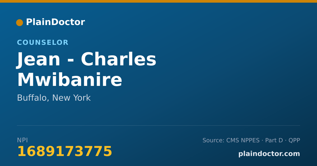Shareable card for Jean - Charles Mwibanire - Counselor, Buffalo, NY