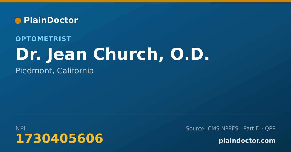 Shareable card for Jean Church, O.D. - Optometrist, Piedmont, CA