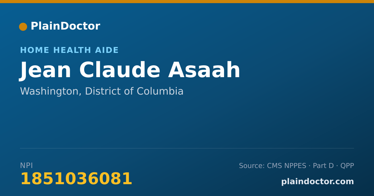 Shareable card for Jean Claude Asaah - Home Health Aide, Washington, DC