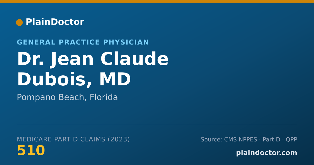 Shareable card for Jean Claude Dubois, MD - General Practice Physician, Pompano Beach, FL