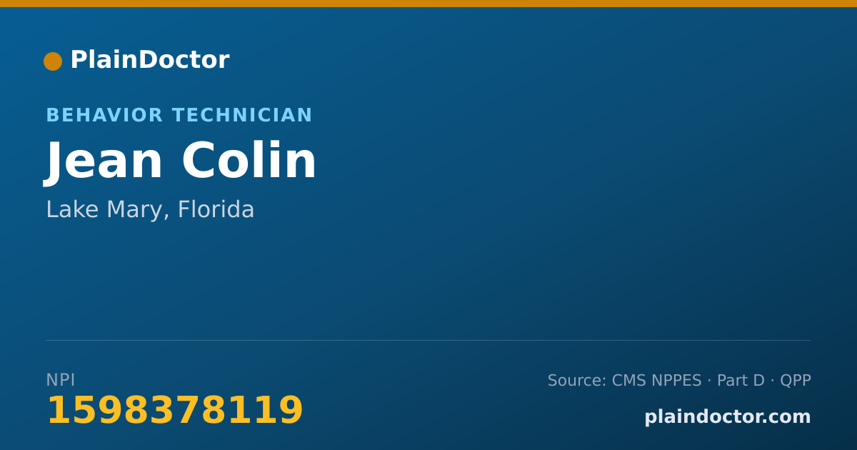 Shareable card for Jean Colin - Behavior Technician, Lake Mary, FL