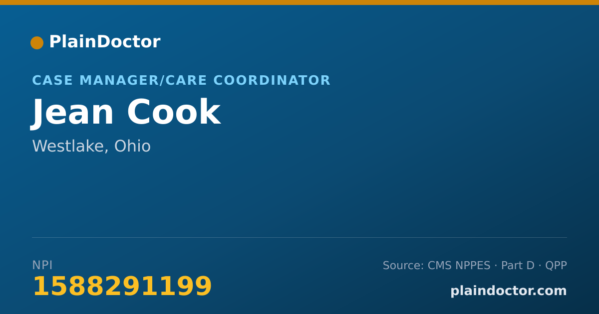 Shareable card for Jean Cook - Case Manager/Care Coordinator, Westlake, OH