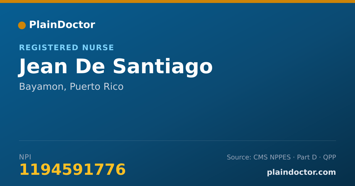 Shareable card for Jean De Santiago - Registered Nurse, Bayamon, PR