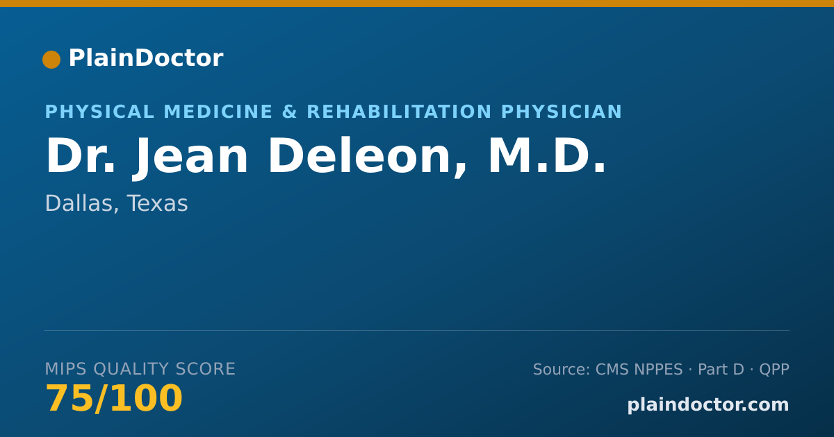 Shareable card for Jean Deleon, M.D. - Physical Medicine & Rehabilitation Physician, Dallas, TX