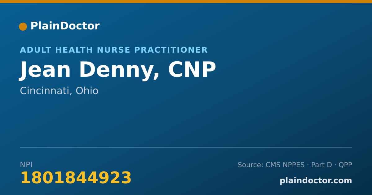 Shareable card for Jean Denny, CNP - Adult Health Nurse Practitioner, Cincinnati, OH
