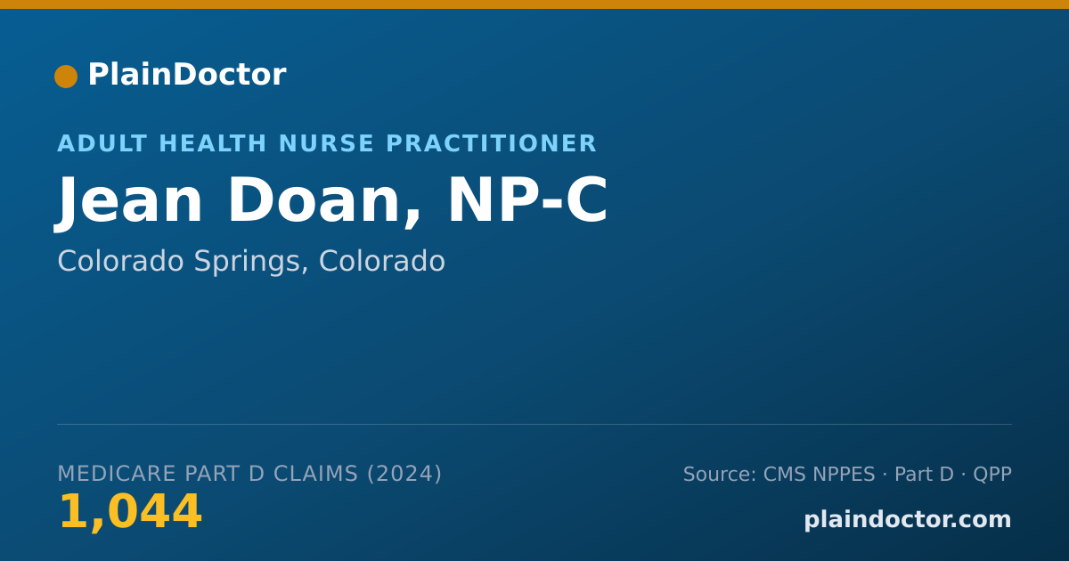 Shareable card for Jean Doan, NP-C - Adult Health Nurse Practitioner, Colorado Springs, CO