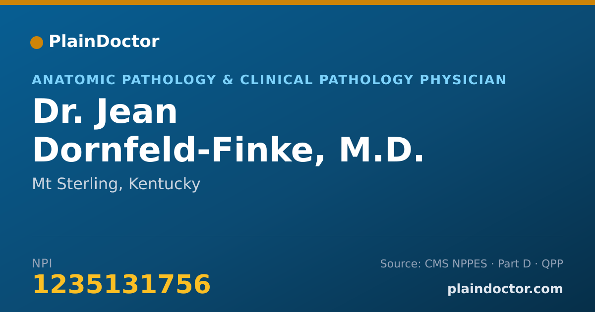 Shareable card for Jean Dornfeld-Finke, M.D. - Anatomic Pathology & Clinical Pathology Physician, Mt Sterling, KY