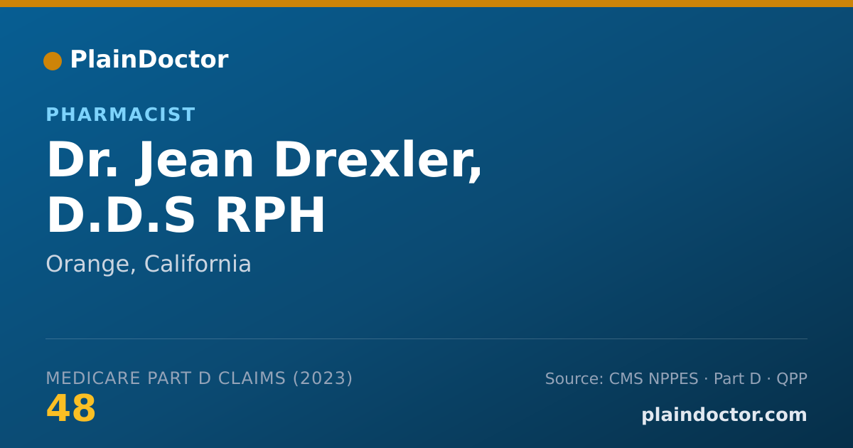 Shareable card for Jean Drexler, D.D.S RPH - Pharmacist, Orange, CA