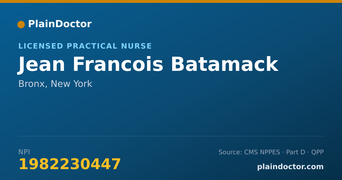 Shareable card for Jean Francois Batamack - Licensed Practical Nurse, Bronx, NY