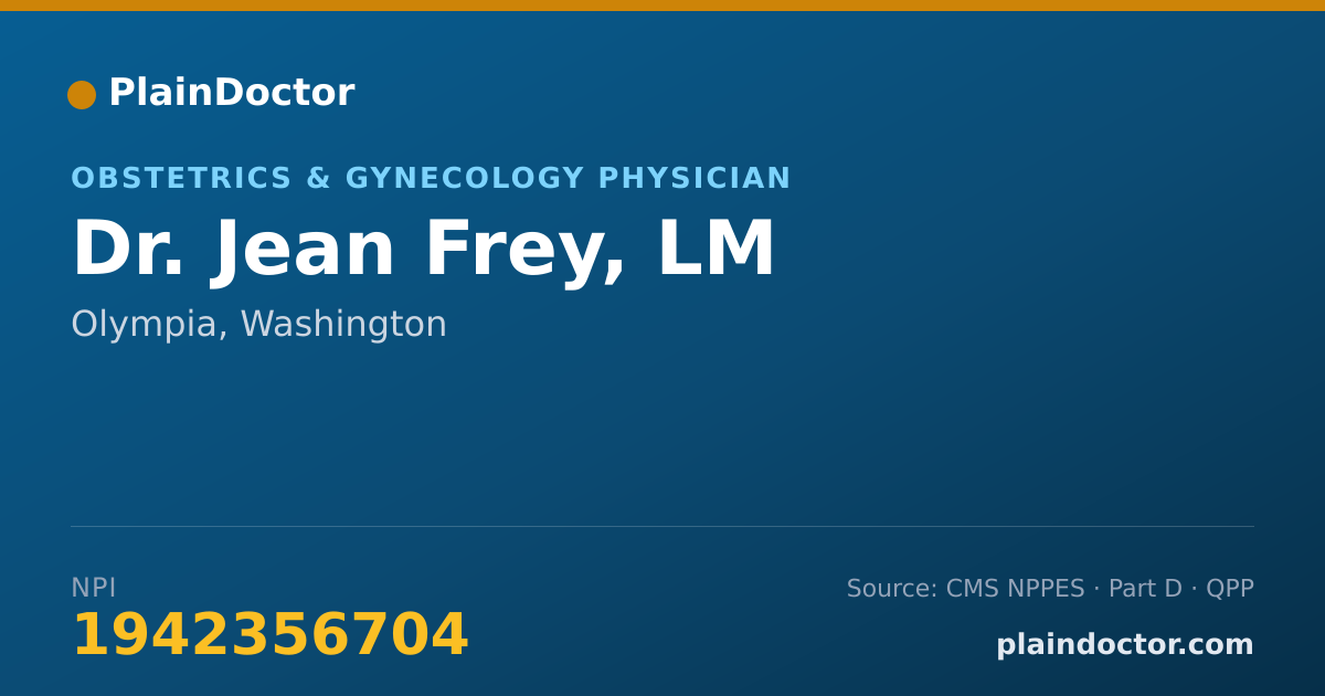 Shareable card for Jean Frey, LM - Obstetrics & Gynecology Physician, Olympia, WA
