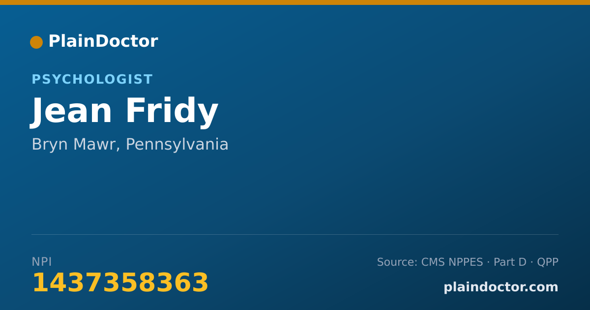 Shareable card for Jean Fridy - Psychologist, Bryn Mawr, PA