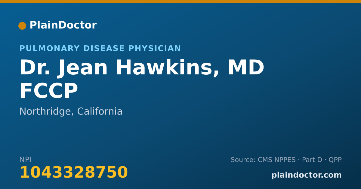 Shareable card for Jean Hawkins, MD FCCP - Pulmonary Disease Physician, Northridge, CA