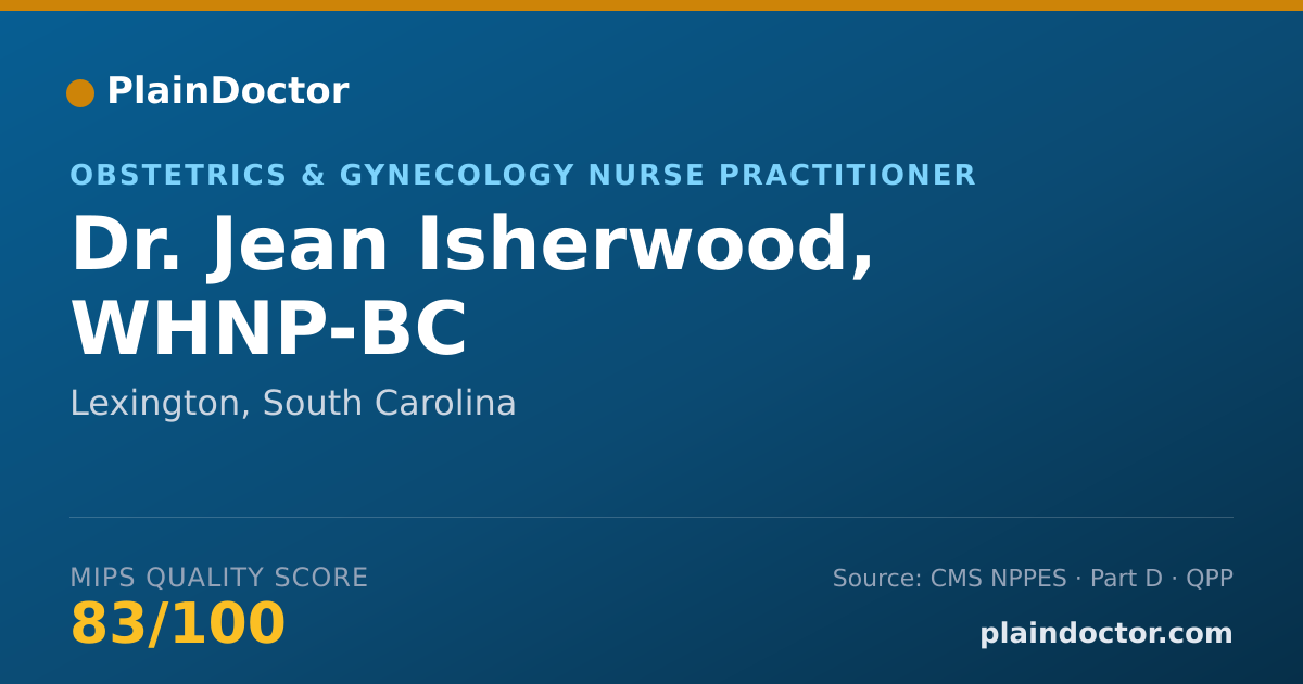 Shareable card for Jean Isherwood, WHNP-BC - Obstetrics & Gynecology Nurse Practitioner, Lexington, SC